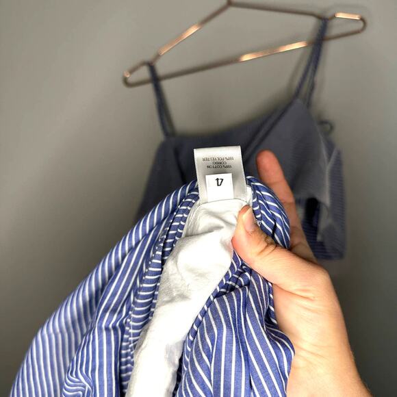 Prabal Gurung Halter Tulle Tiered Midi Maxi Dress Striped Blue Lace Overlay Sz 4 - Picture 13 of 15